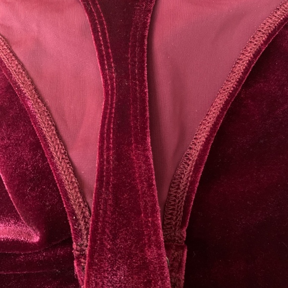 Express Velour Velvety V-neck Cranberry Body Suit S/P  NWOT - Picture 11 of 11